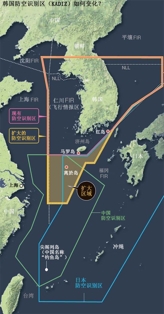 韩国在与日本重合的地方飞行时要提前30分钟通报